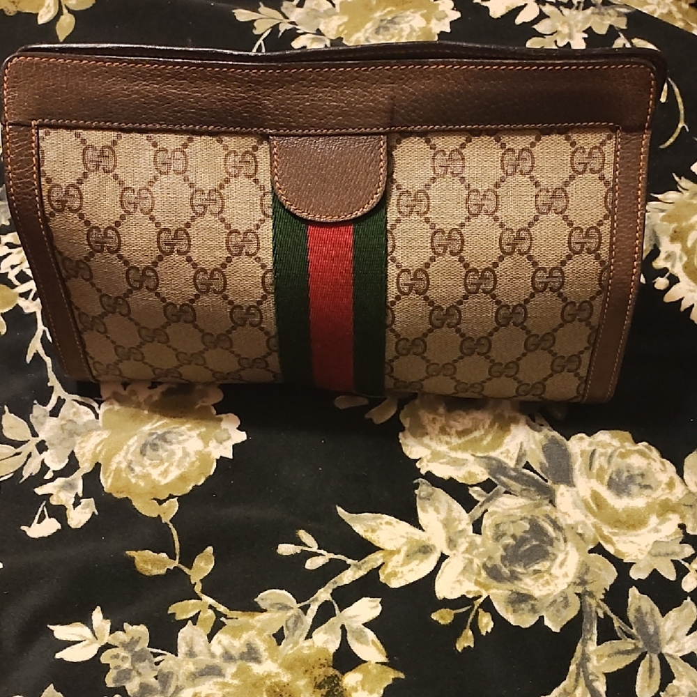 Vintage Gucci Sherry Line Beige and Brown GG Monogram Clutch - Picture 7 of 15